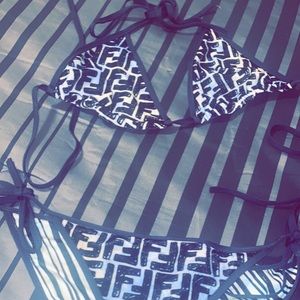 Fendi Roma Joshua Vides logo print bikini